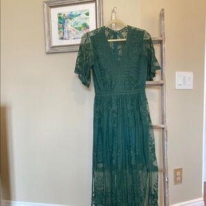Elegant Green Lace Dress